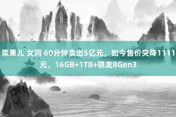 浆果儿 女同 60分钟卖出5亿元，如今售价突降1111元，16GB+1TB+骁龙8Gen3
