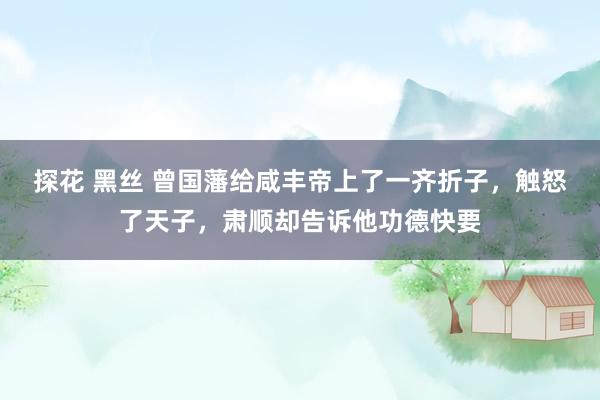 探花 黑丝 曾国藩给咸丰帝上了一齐折子，触怒了天子，肃顺却告诉他功德快要