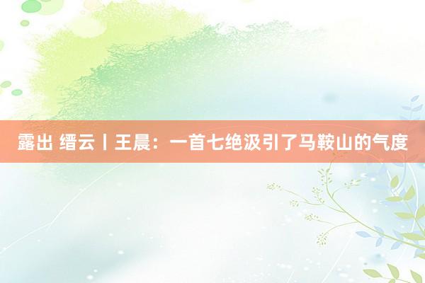 露出 缙云丨王晨：一首七绝汲引了马鞍山的气度