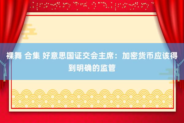 裸舞 合集 好意思国证交会主席：加密货币应该得到明确的监管