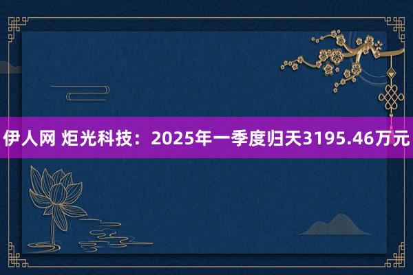 伊人网 炬光科技：2025年一季度归天3195.46万元